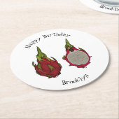 Dessous-de-verre Rond En Papier Illustration de dragon fruit (Incliné)