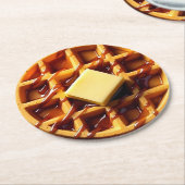 Dessous-de-verre Rond En Papier Illustration de gaufre (Incliné)