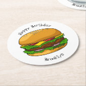 Dessous-de-verre Rond En Papier Illustration de Hamburger (Incliné)