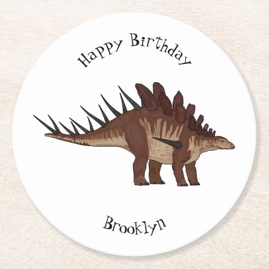 Dessous-de-verre Rond En Papier Illustration de Kentrosaurus (Devant)