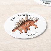 Dessous-de-verre Rond En Papier Illustration de Kentrosaurus (Incliné)