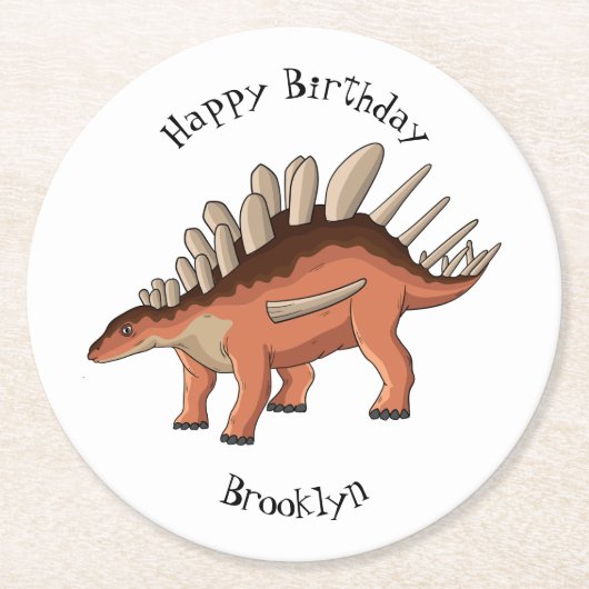 Dessous-de-verre Rond En Papier Illustration de Kentrosaurus (Devant)