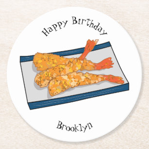 Dessous-de-verre Rond En Papier Illustration de la tempura crevette