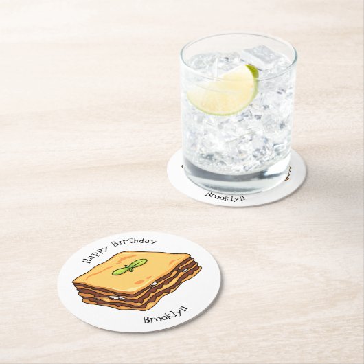 Dessous-de-verre Rond En Papier Illustration de Lasagna (En situation)