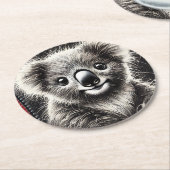 Dessous-de-verre Rond En Papier Illustration de l'ours Cute Koala sur surface text (Incliné)