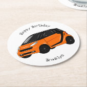 Dessous-de-verre Rond En Papier Illustration de micro-voiture (Incliné)