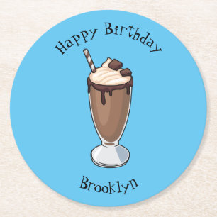Dessous-de-verre Rond En Papier Illustration de milk-shake au chocolat