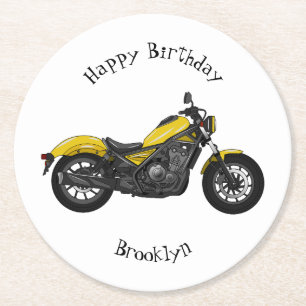 Dessous-de-verre Rond En Papier Illustration de moto de croisière en dessin animé