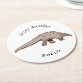 Dessous-de-verre Rond En Papier Illustration de Pangolin (Incliné)