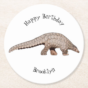 Dessous-de-verre Rond En Papier Illustration de Pangolin