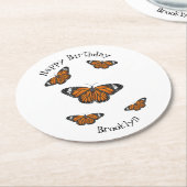 Dessous-de-verre Rond En Papier Illustration de papillon monarque (Incliné)