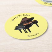 Dessous-de-verre Rond En Papier Illustration de piano (Incliné)