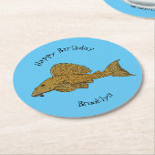 Dessous-de-verre Rond En Papier Illustration de poisson Pleco (Incliné)