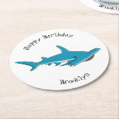 Dessous-de-verre Rond En Papier Illustration de requin marteau (Incliné)