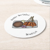 Dessous-de-verre Rond En Papier Illustration de Satay (Incliné)