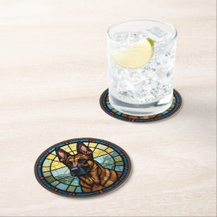 Dessous-de-verre Rond En Papier Illustration de style Malinois belge en verre vern