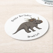Dessous-de-verre Rond En Papier Illustration de Styracosaurus (Incliné)