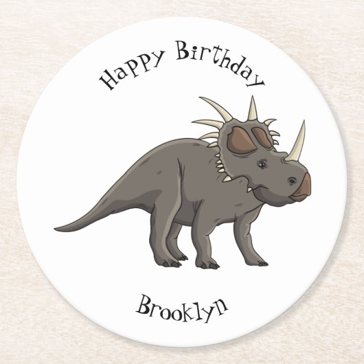 Dessous-de-verre Rond En Papier Illustration de Styracosaurus (Devant)