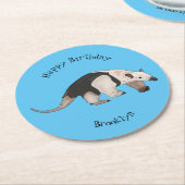 Dessous-de-verre Rond En Papier Illustration de Tamandua (Incliné)