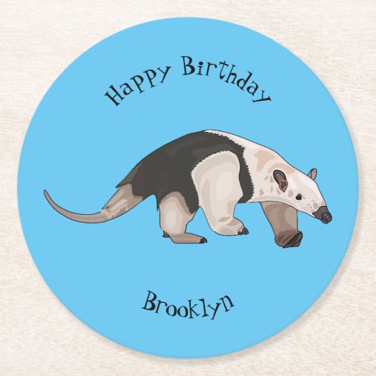 Dessous-de-verre Rond En Papier Illustration de Tamandua (Devant)