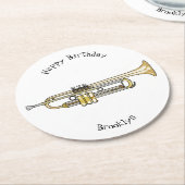 Dessous-de-verre Rond En Papier Illustration de trompette (Incliné)