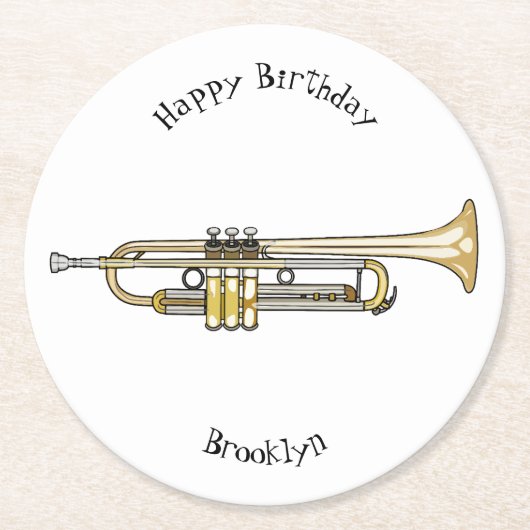 Dessous-de-verre Rond En Papier Illustration de trompette (Devant)