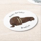 Dessous-de-verre Rond En Papier Illustration de Walrus (Incliné)