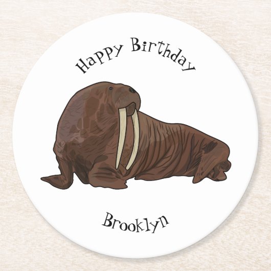 Dessous-de-verre Rond En Papier Illustration de Walrus (Devant)