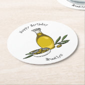 Dessous-de-verre Rond En Papier Illustration d'huile d'olive (Incliné)