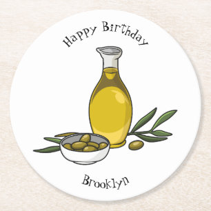 Dessous-de-verre Rond En Papier Illustration d'huile d'olive