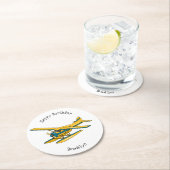 Dessous-de-verre Rond En Papier Illustration d'hydravion (En situation)