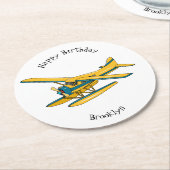 Dessous-de-verre Rond En Papier Illustration d'hydravion (Incliné)