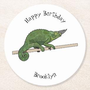 Dessous-de-verre Rond En Papier Illustration du caméléon de Jackson