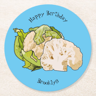 Dessous-de-verre Rond En Papier Illustration du chou-fleur