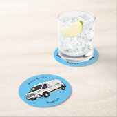 Dessous-de-verre Rond En Papier Illustration du fourgon de livraison (En situation)