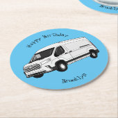 Dessous-de-verre Rond En Papier Illustration du fourgon de livraison (Incliné)