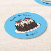 Dessous-de-verre Rond En Papier Illustration du gâteau de la Forêt-Noire (Incliné)