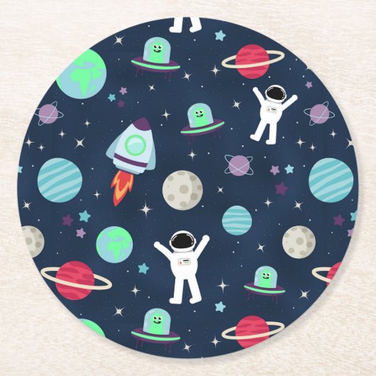 Dessous-de-verre Rond En Papier Illustration du Motif spatial (Devant)