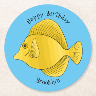 Dessous-de-verre Rond En Papier Illustration du poisson-tang jaune