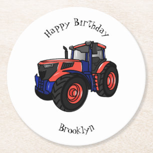 Dessous-de-verre Rond En Papier Illustration du tracteur