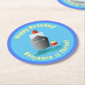 Dessous-de-verre Rond En Papier Illustration d'un bateau remorqueur de croisière m (Incliné)