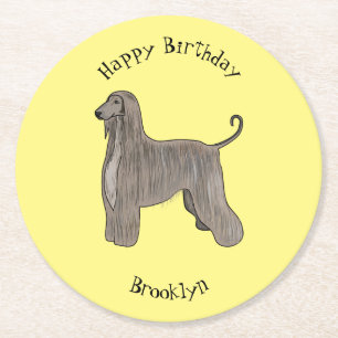 Dessous-de-verre Rond En Papier Illustration d'un chien hound afghan