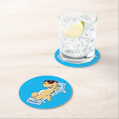 Dessous-de-verre Rond En Papier Illustration D'Un Tyrannosaurus Rex Bain De Soleil (En situation)