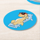 Dessous-de-verre Rond En Papier Illustration D'Un Tyrannosaurus Rex Bain De Soleil (Incliné)