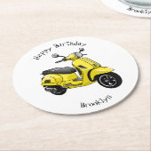 Dessous-de-verre Rond En Papier Illustration d'une moto cyclable (Incliné)