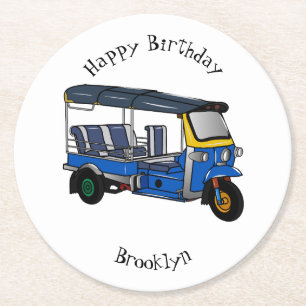 Dessous-de-verre Rond En Papier Illustration Tuk tuk