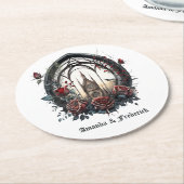 Dessous-de-verre Rond En Papier Imaginaire foncé Fenêtre Château Mariage gothique (Incliné)