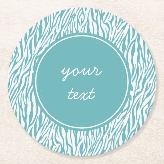 Dessous-de-verre Rond En Papier Impression Aqua White Zebra (Devant)
