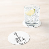 Dessous-de-verre Rond En Papier Impression guitare (En situation)