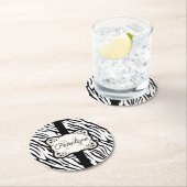 Dessous-de-verre Rond En Papier Impression Zebra (En situation)